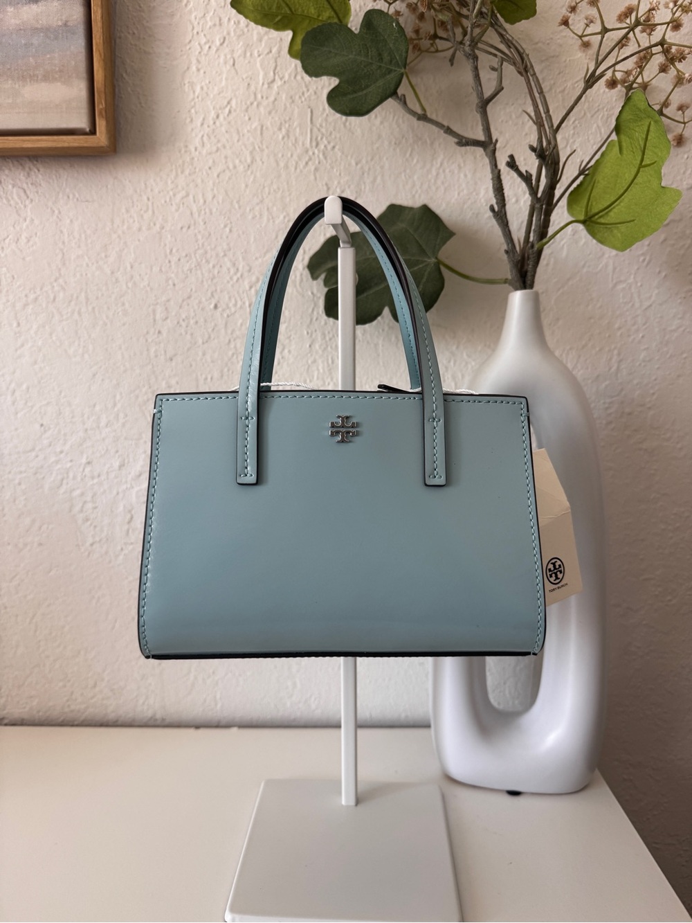 Tory Burch Blake Blue Mini Leather Tote